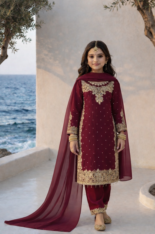 KIDS 3 piece luxury chiffon _81042 Pakistani ladies suit B92