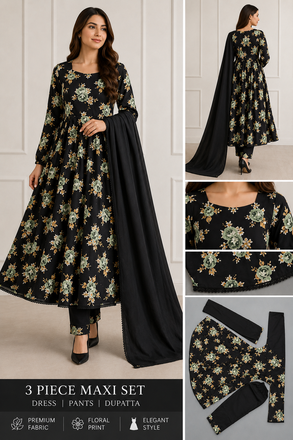 BRIT 3 piece luxury linen MAXI collection ladies dress B656