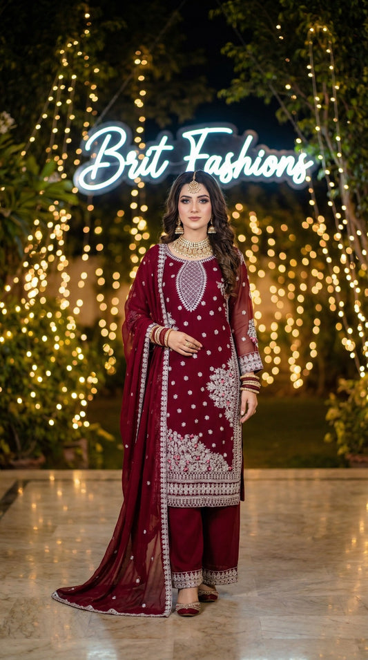 Brit 3 piece luxury Chiffon _81042 Pakistani ladies suit B501