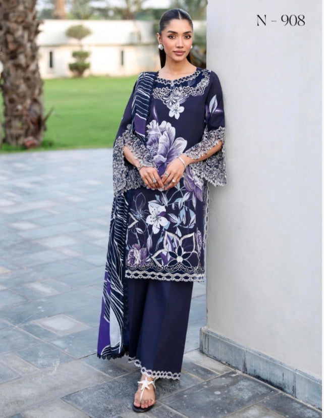 Ramsha 3 piece luxury lawn collection ladies dress B636