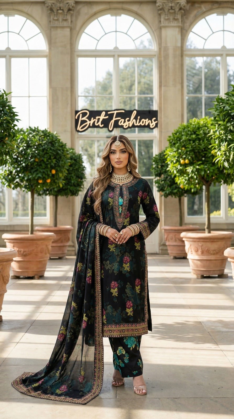 Brit 3 piece Chiffon fabric_81042 Pakistani ladies suit B509