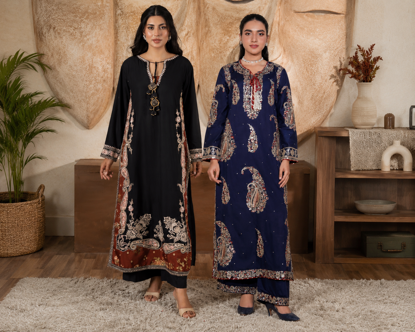 Ethnic 2 piece luxury viscous ladies dress B711