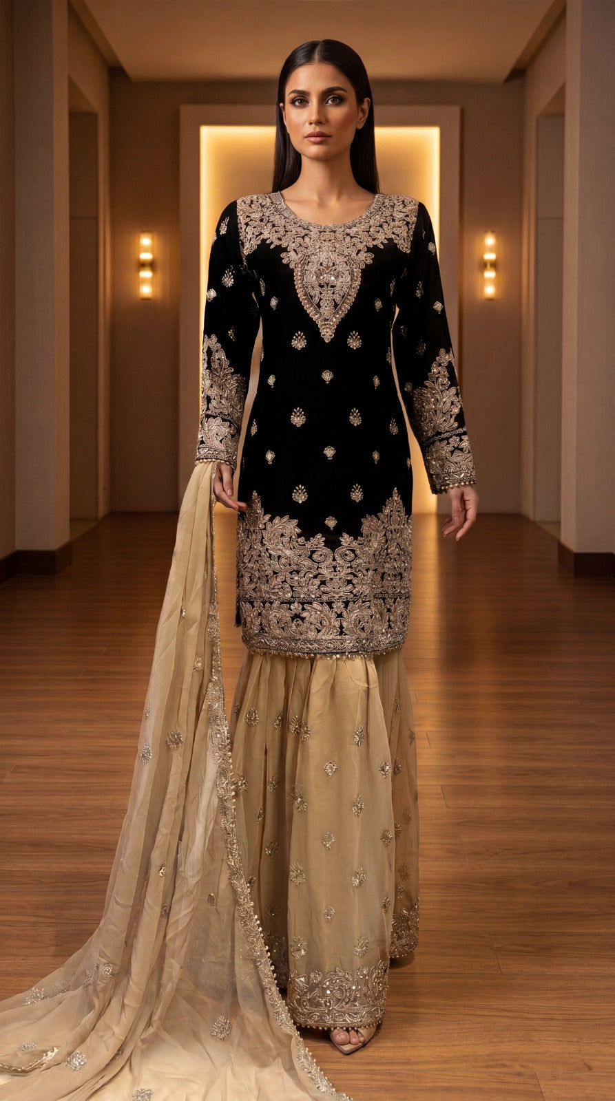 Brit 3 piece Chiffon collection ladies dress B599