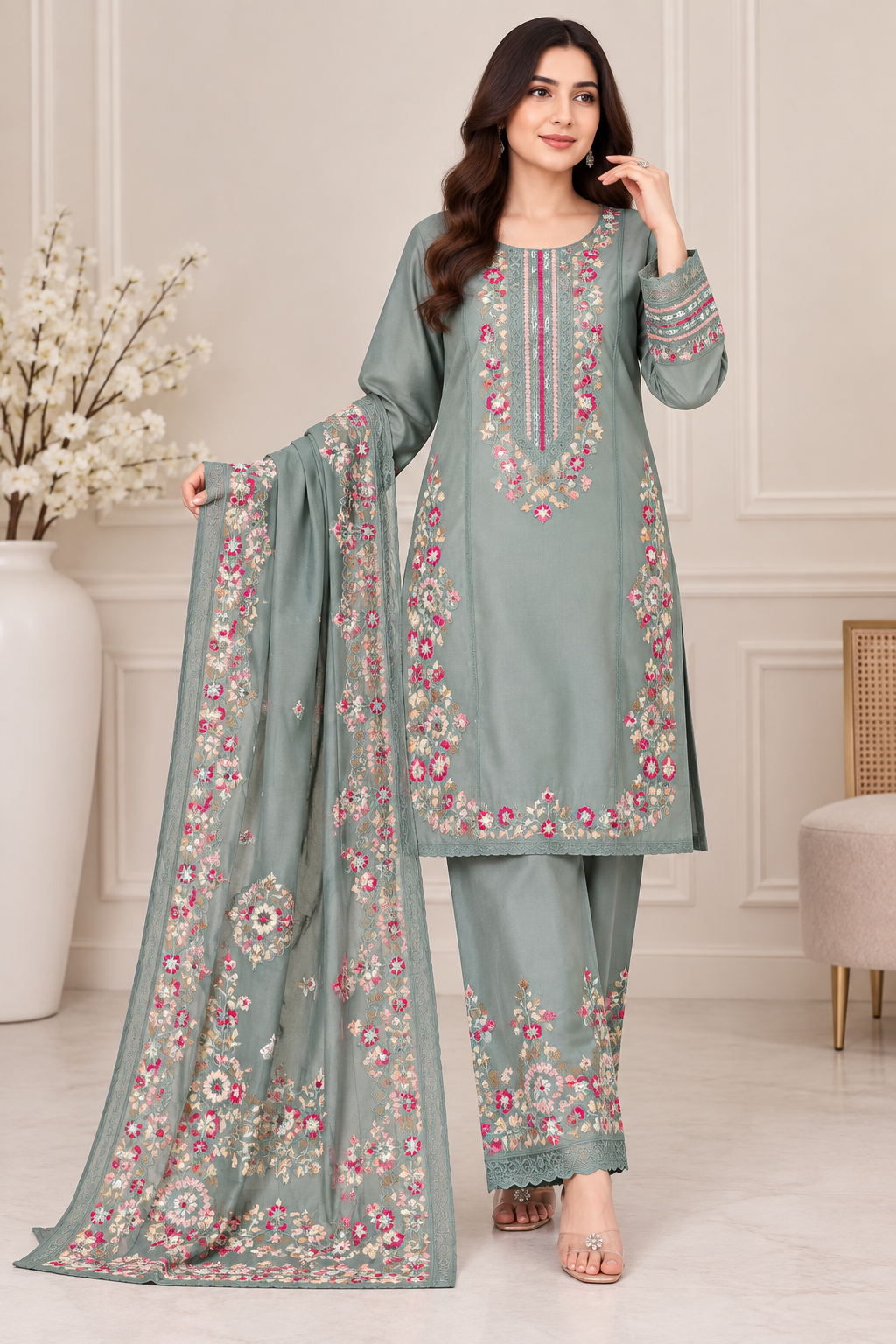 ETHNIC inspired GL 3 piece Viscose collection  dress B768