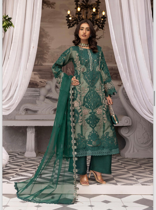 Maria B inspired 3 piece embroidery party wear B307