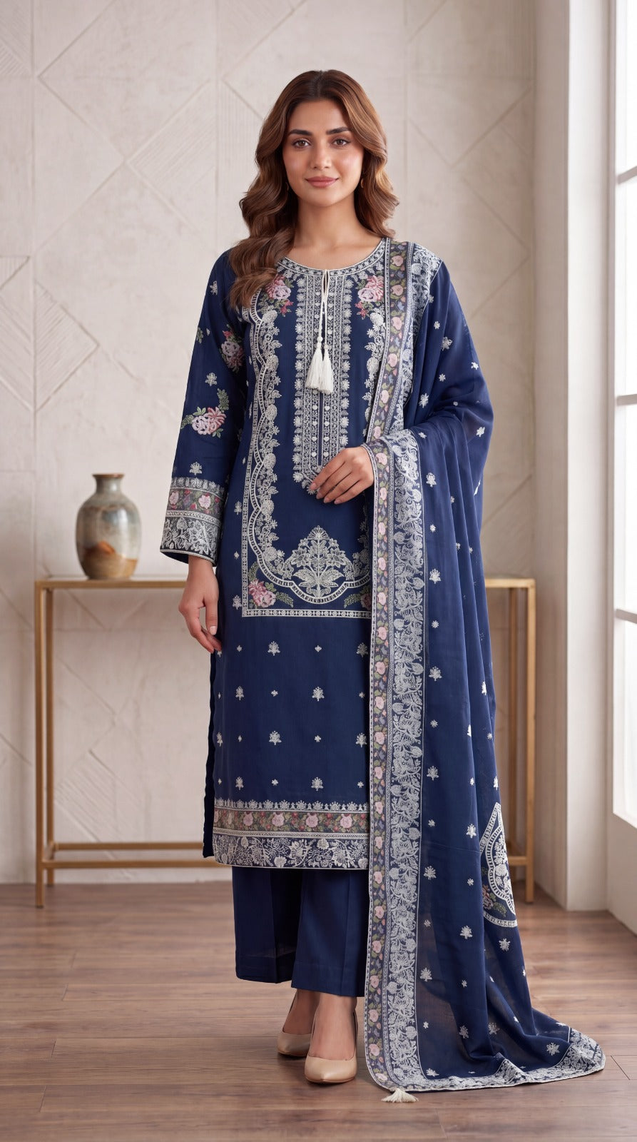 KARMA INSPIRED 3 piece embroidery cotton ladies dress B606