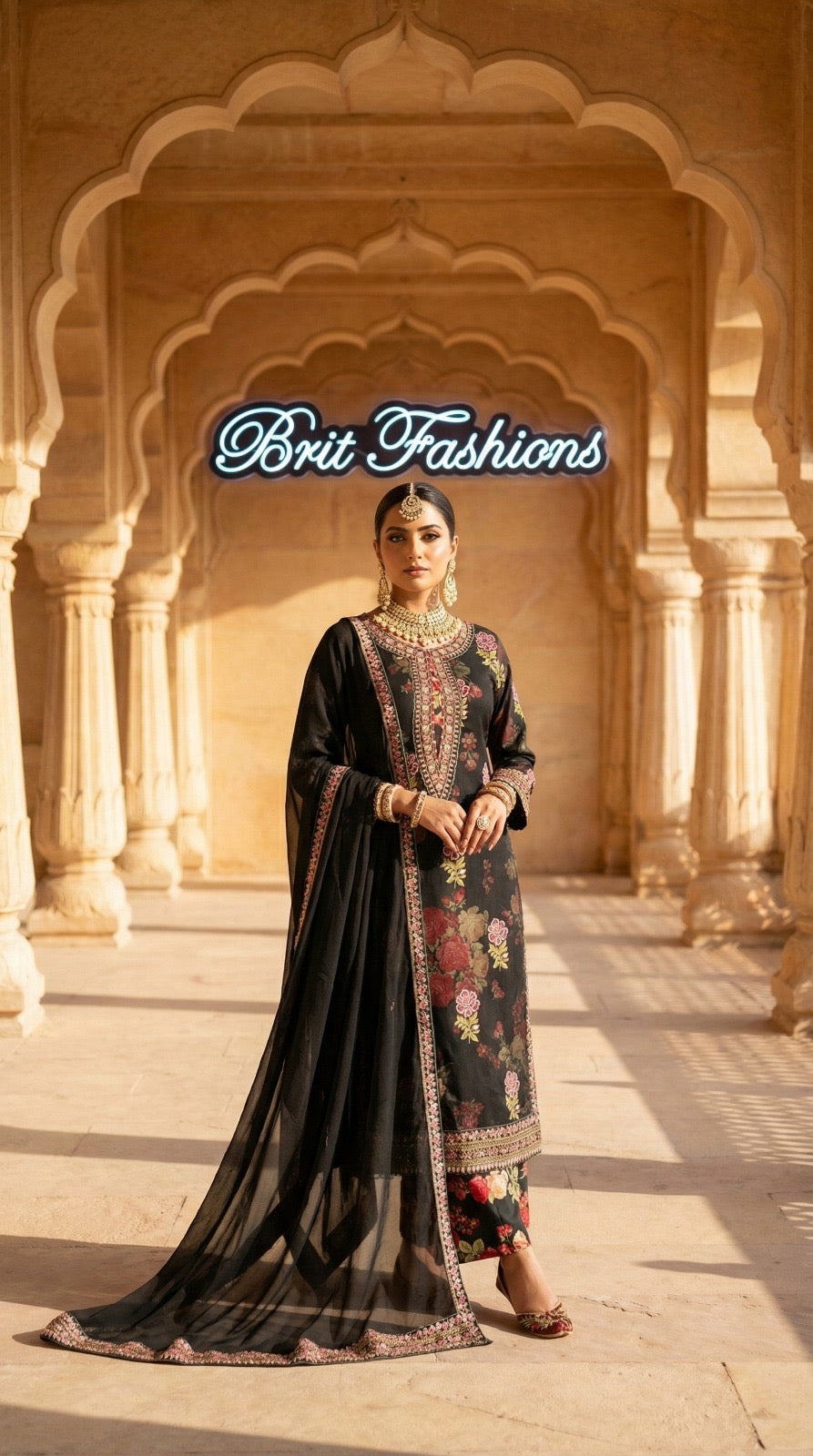 Brit 3 piece Chiffon fabric_81042 Pakistani ladies suit B509