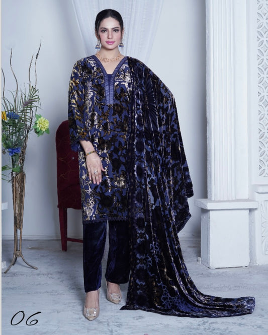 Brit 3 piece Micro Palachi Pakistani ladies Winter collection suit B415