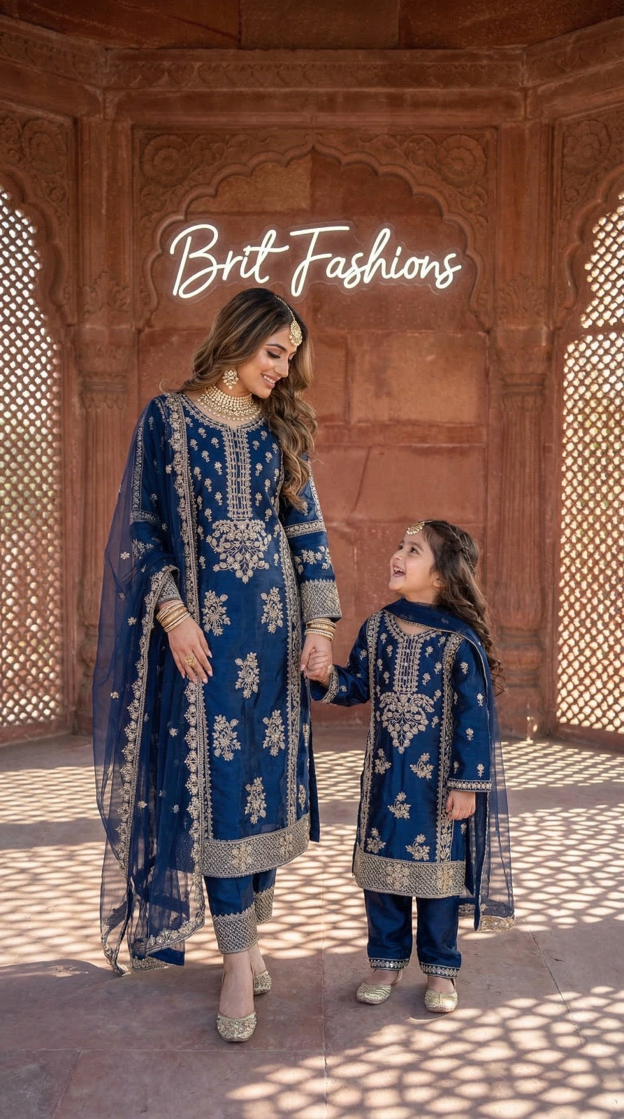 BRIT 3 piece Mother and daughter luxury silk _81042 Pakistani ladies suit B528
