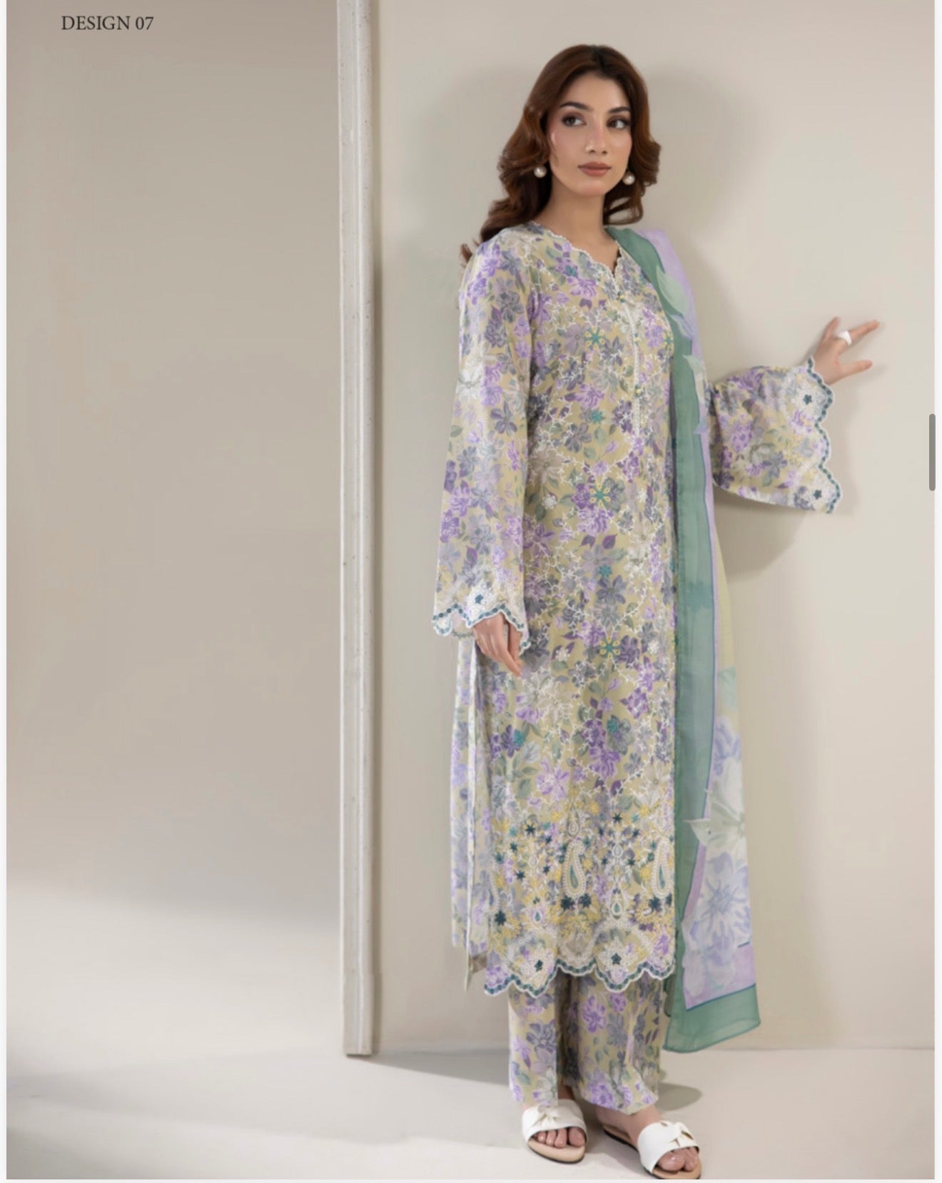 Adan Liba’s 3 piece Lawn cotton original designer embroidered ladies dress B613