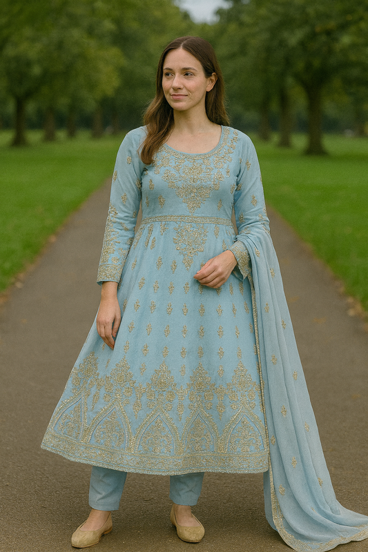 Brit 3 piece luxury chiffon Maxi_81042 Pakistani ladies suit B255