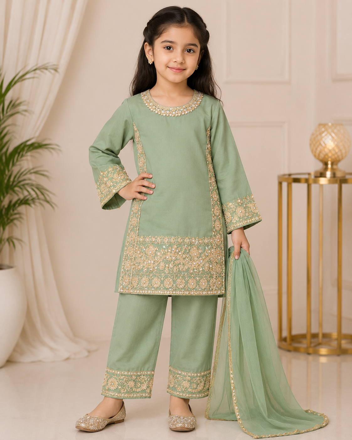 KIDS 3 piece chiffon suit B674