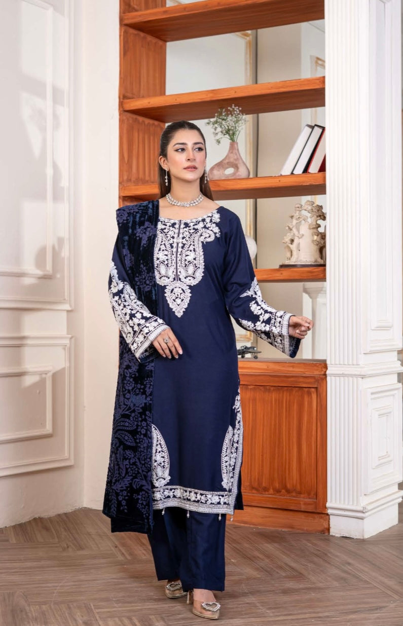 Brit 3 piece Dhanak with plachi shawl_81042 Pakistani ladies suit B298