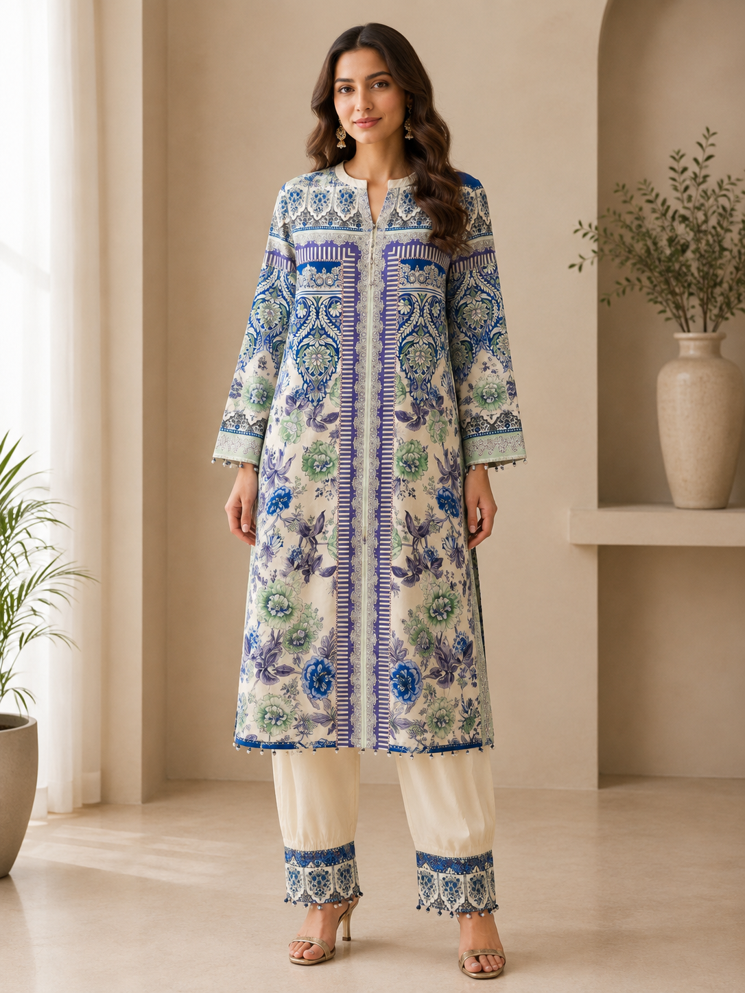 BRIT 2 piece silk Kaftaan collection ladies dress B743