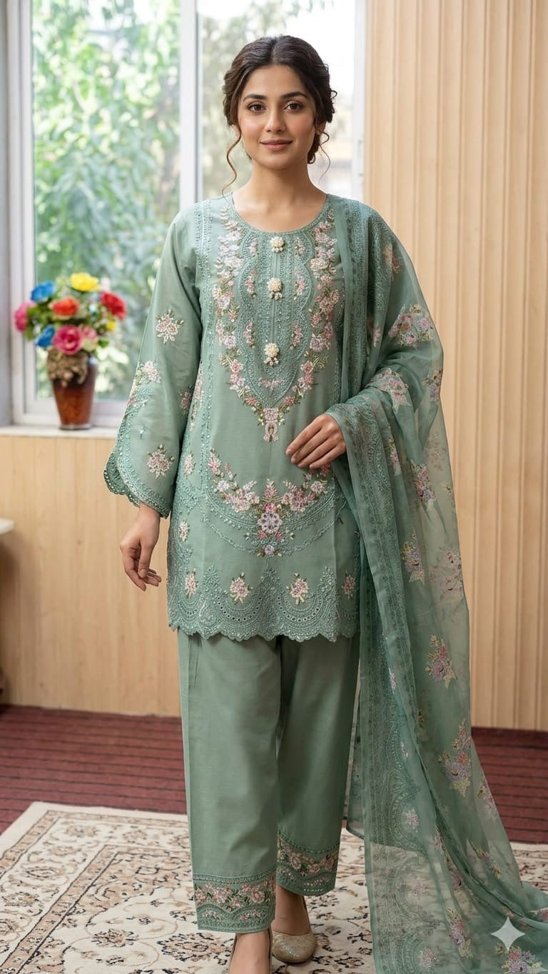 Karma Inspired 3 piece Cotton collection ladies dress B600