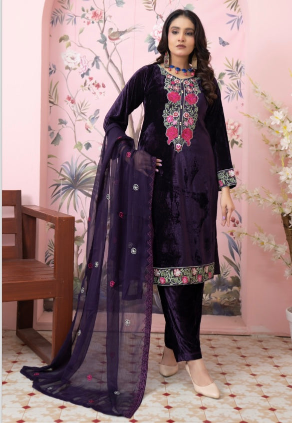 Brit 3 piece winter Valvet _81042 Pakistani ladies suitTeal B4211
