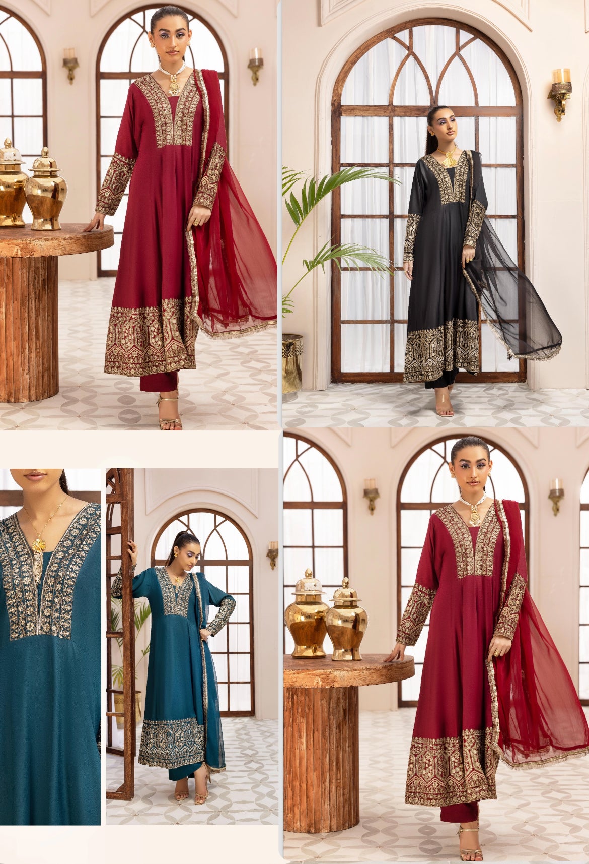 Brit 3 piece linen winter maxi Pakistani ladies suit_B308