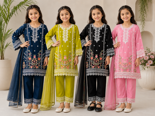 Kids 3 piece cotton lawn collection B676