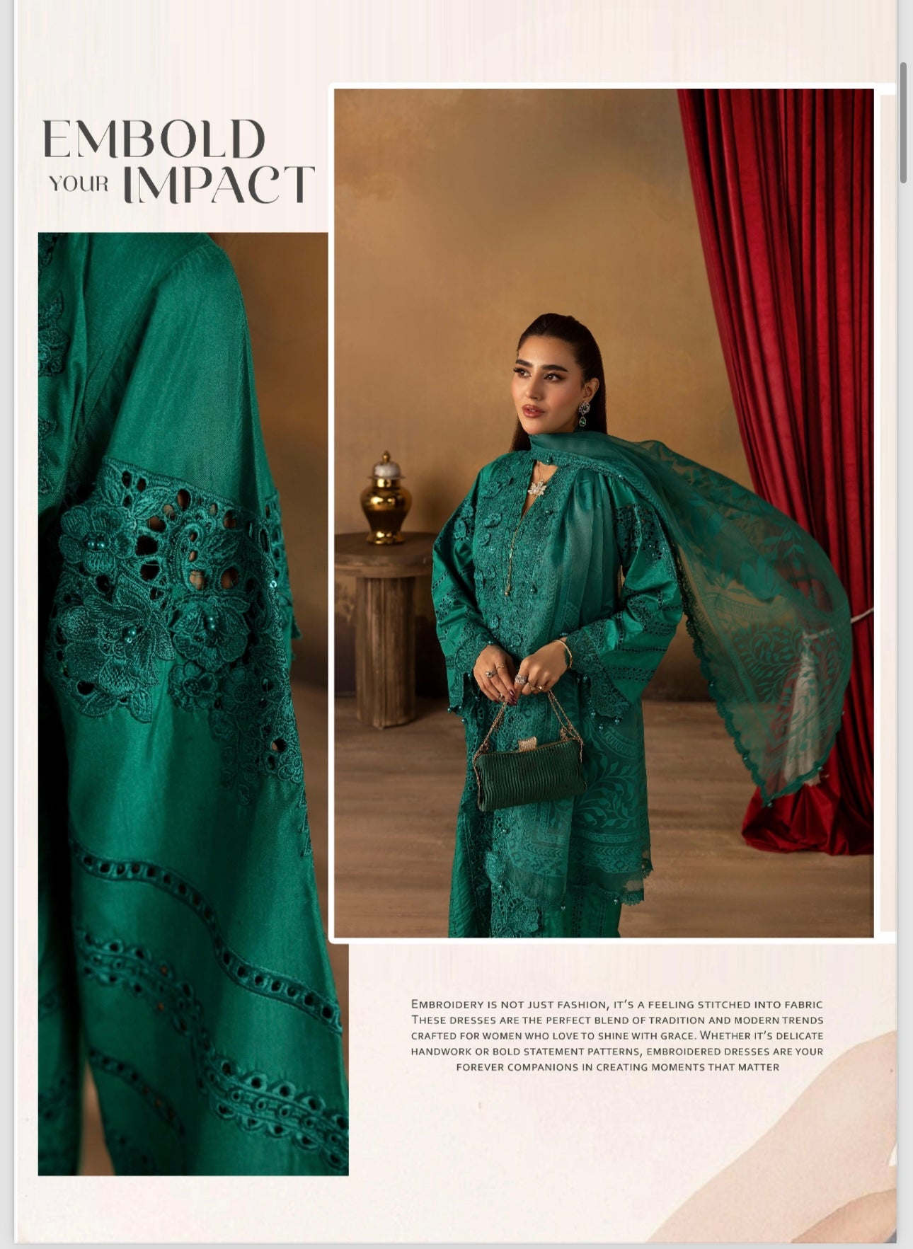 Maria B inspired 3 piece embroidery party wear B310