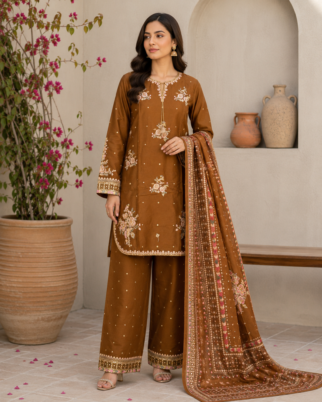 BRIT 3 piece luxury cotton ladies dress B650