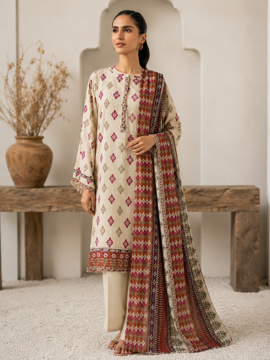 SAPPHIRE inspired 3 piece luxury lawn collection ladies dress B682