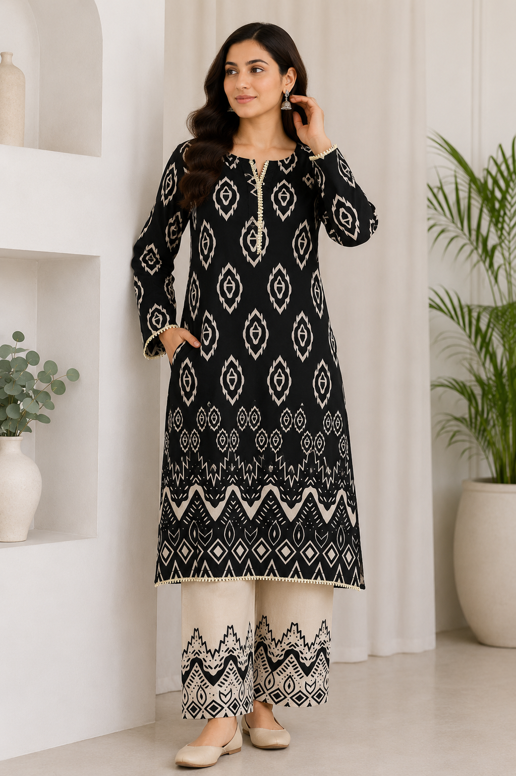 Brit 2 piece poly lawn collection ladies dress B723
