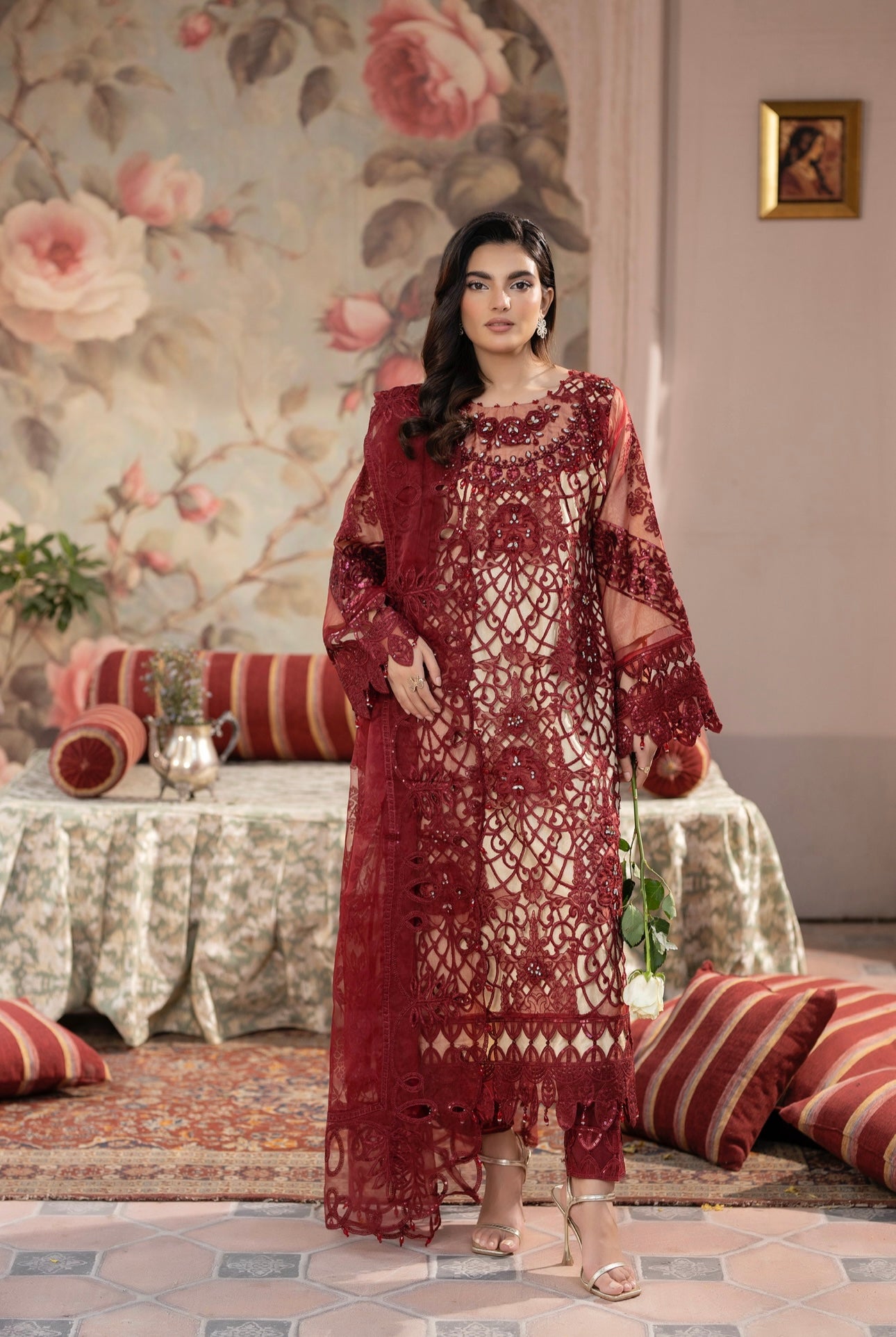 Maria B inspired 3 piece embroidery party wear B309