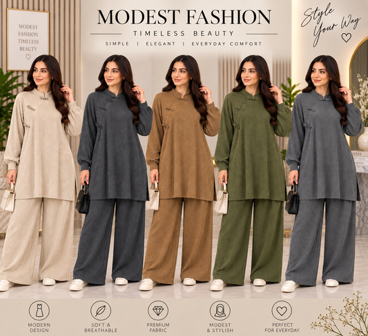 BRIT 2 piece CRINCLE modest wear collection  dress B784