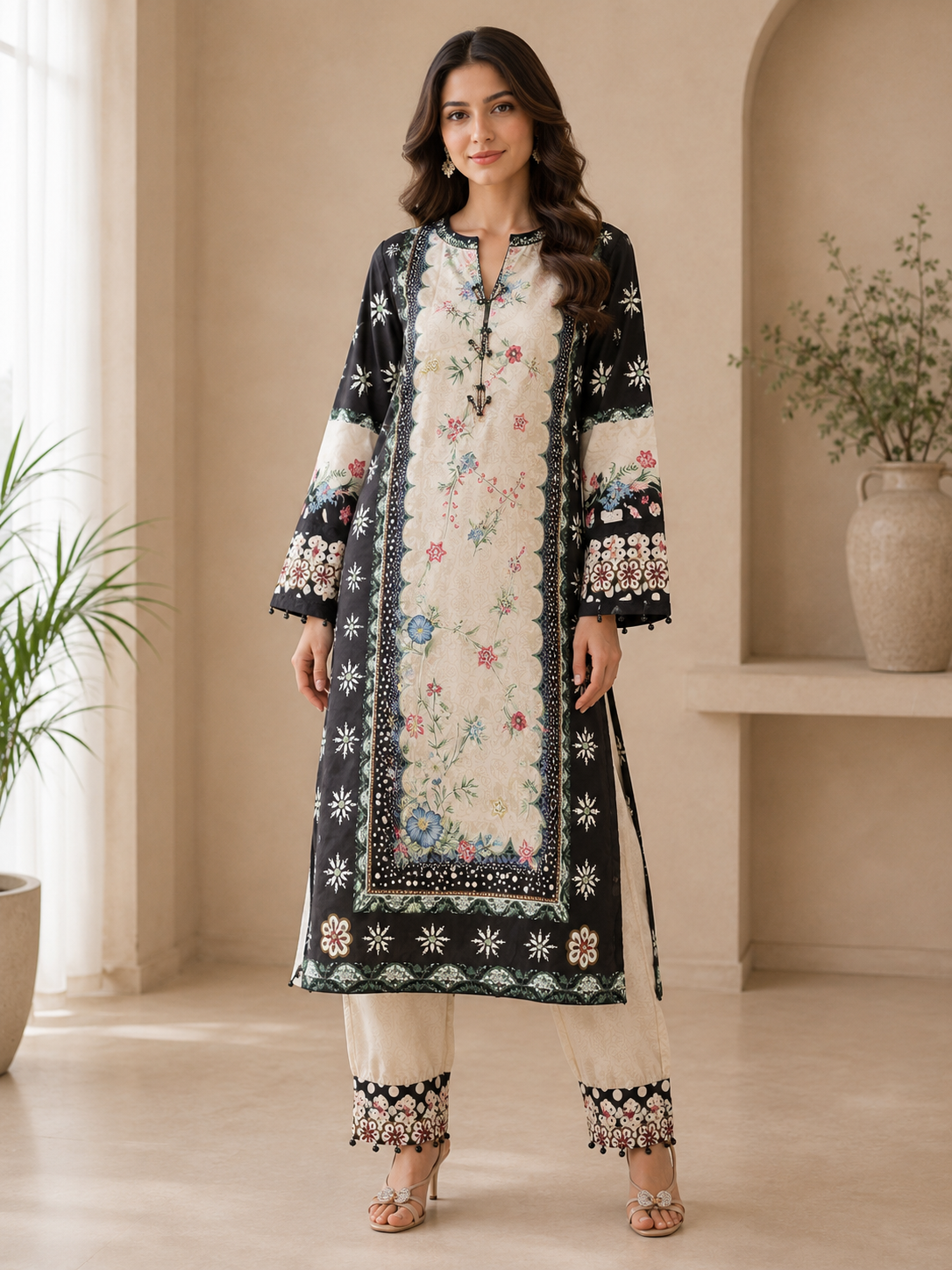 BRIT 2 piece silk Kaftaan collection ladies dress B743