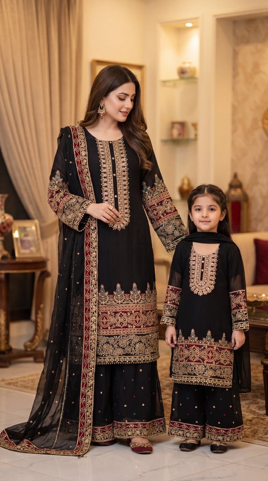 Mother and daughter 3 piece Chiffon collection ladies dress B601