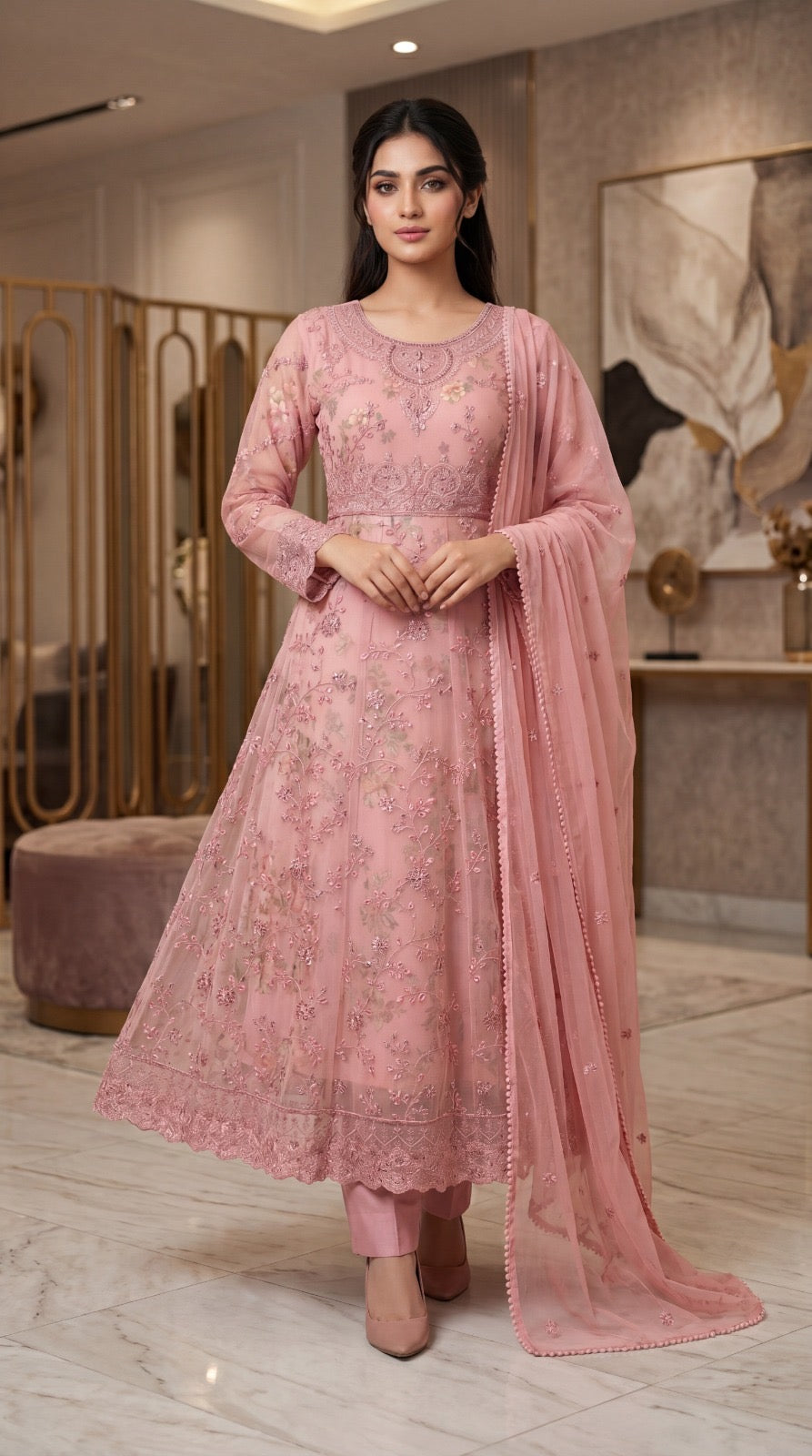 Brit  3 piece Maxi Chiffon collection ladies dress B602