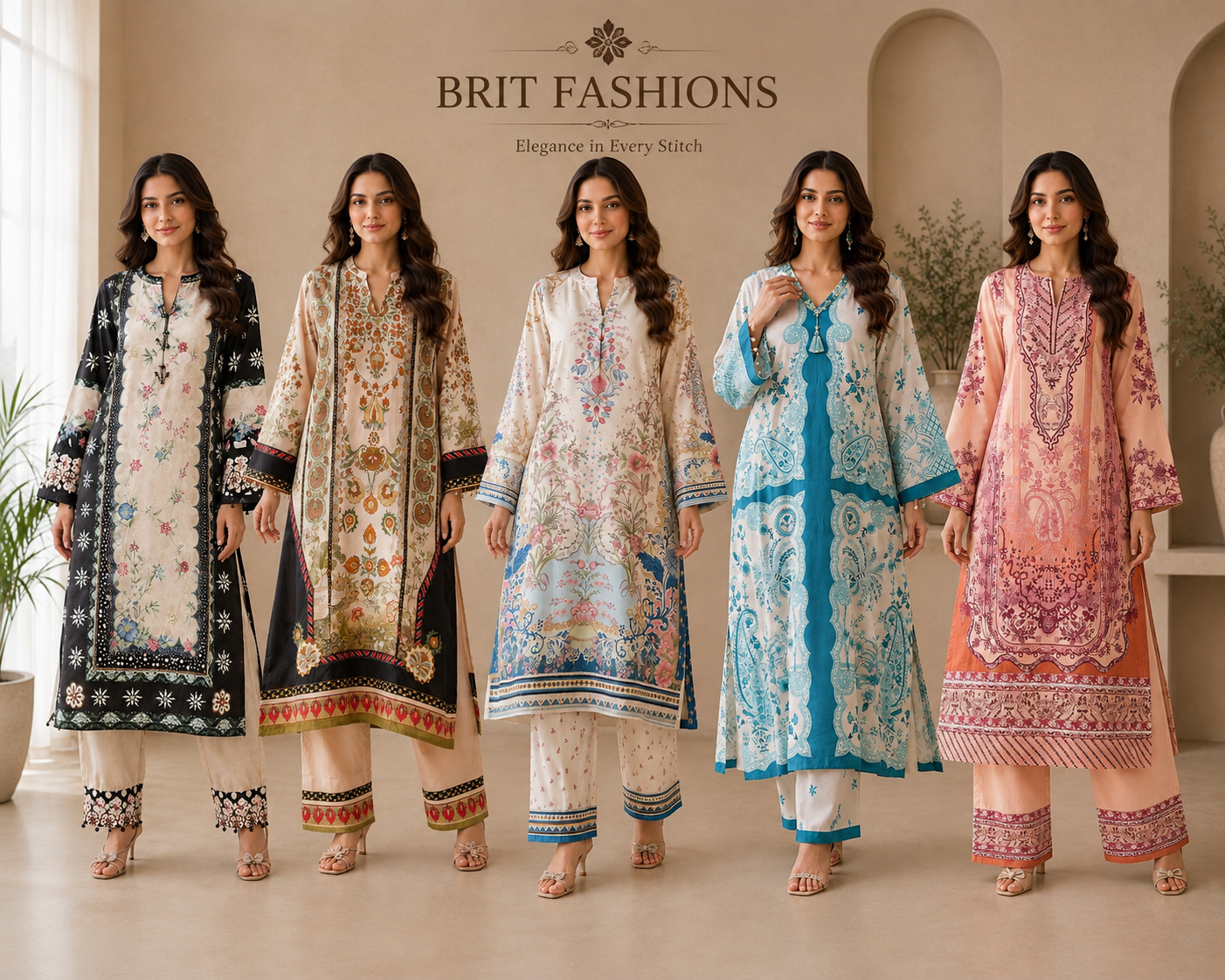 BRIT 2 piece silk Kaftaan collection ladies dress B743