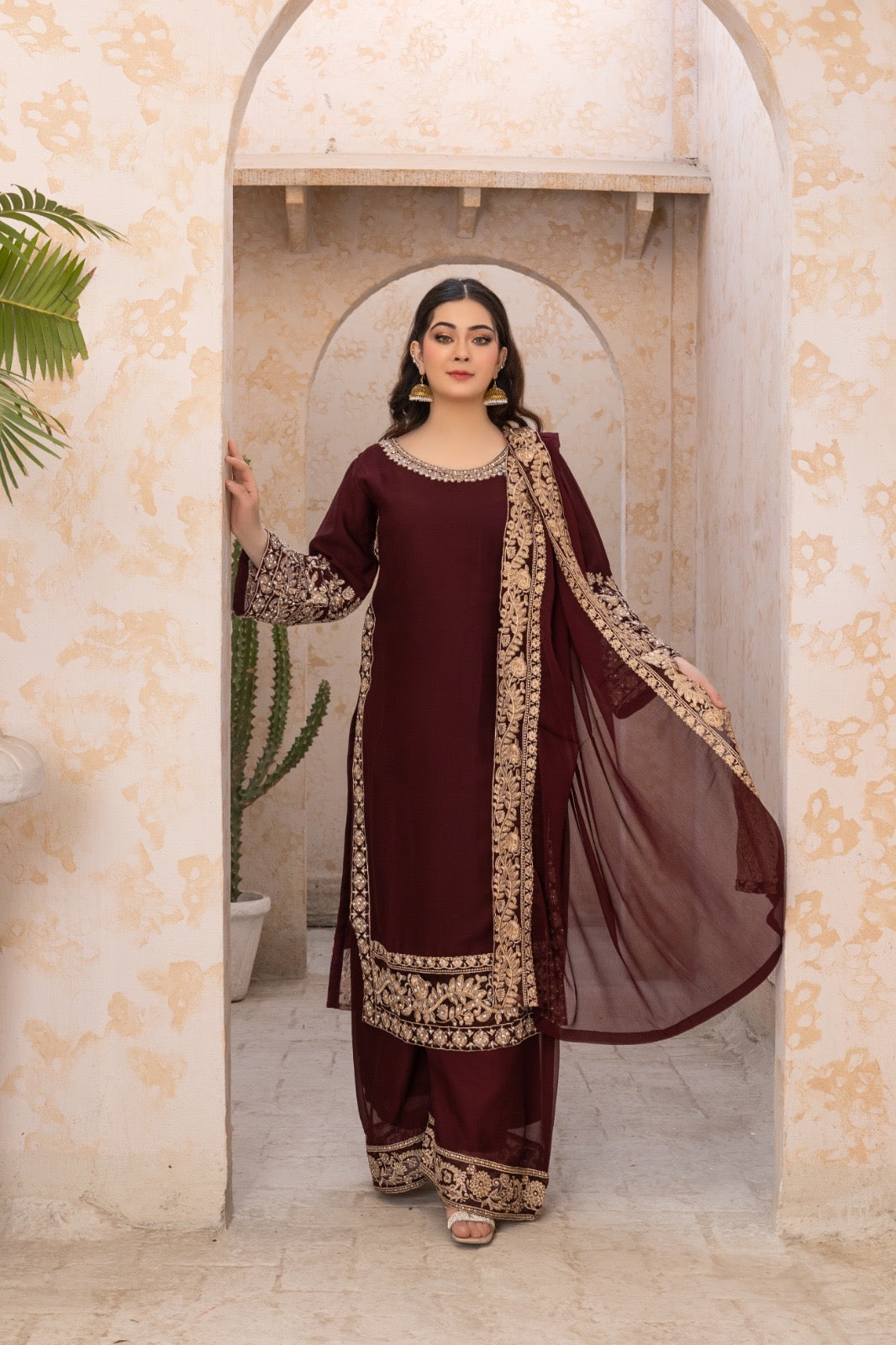 BRIT 3 piece lux CHIFFON_100311 Pakistani ladies suit B159