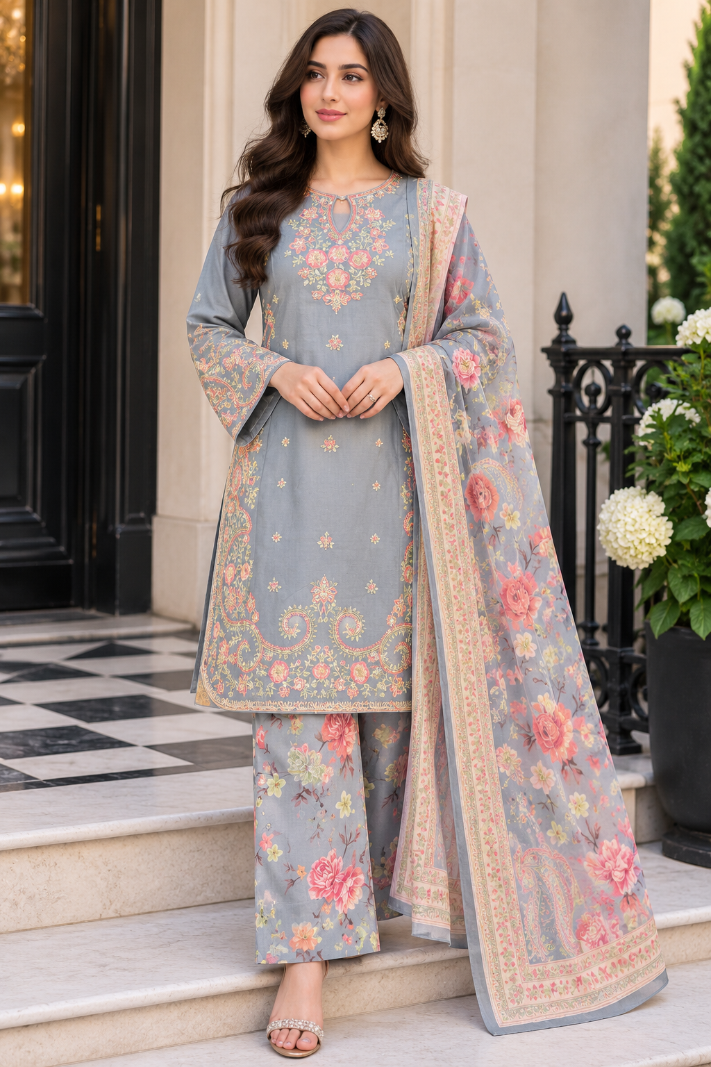ETHNIC 3 piece Viscose collection ladies dress B765