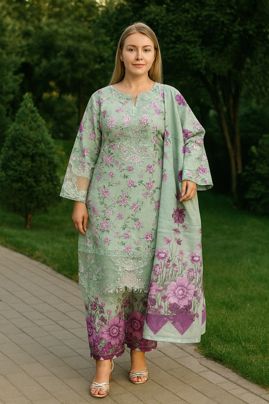 Barouque inspired 3 piece Dhanak_81042 Pakistani ladies suit black B277