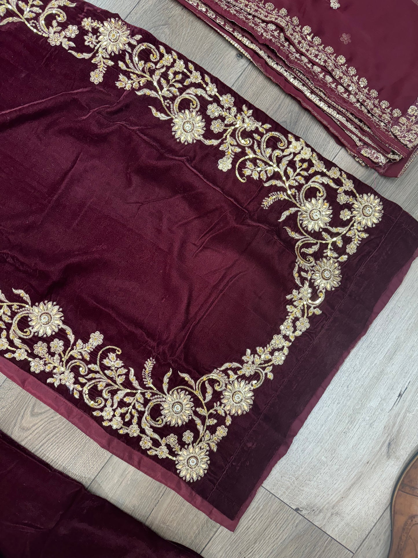 Brit 3 piece luxury Designer Valvet winter Pakistani ladies suit B320