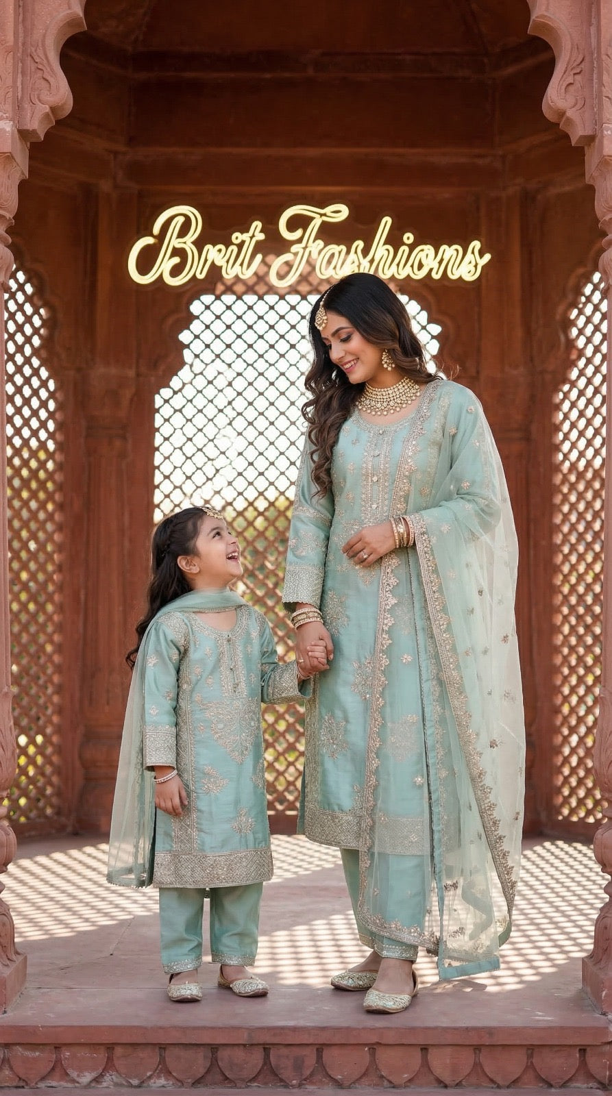 BRIT 3 piece Mother and daughter luxury silk _81042 Pakistani ladies suit B528