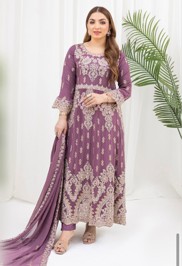 Brit 3 piece chiffon mother and daughter _100225 pink ladies suit B139