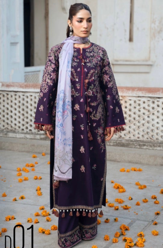 Hussain Rehar Inspired 3 piece luxury linen EID COLLECTION _81042 Pakistani ladies suit B51820