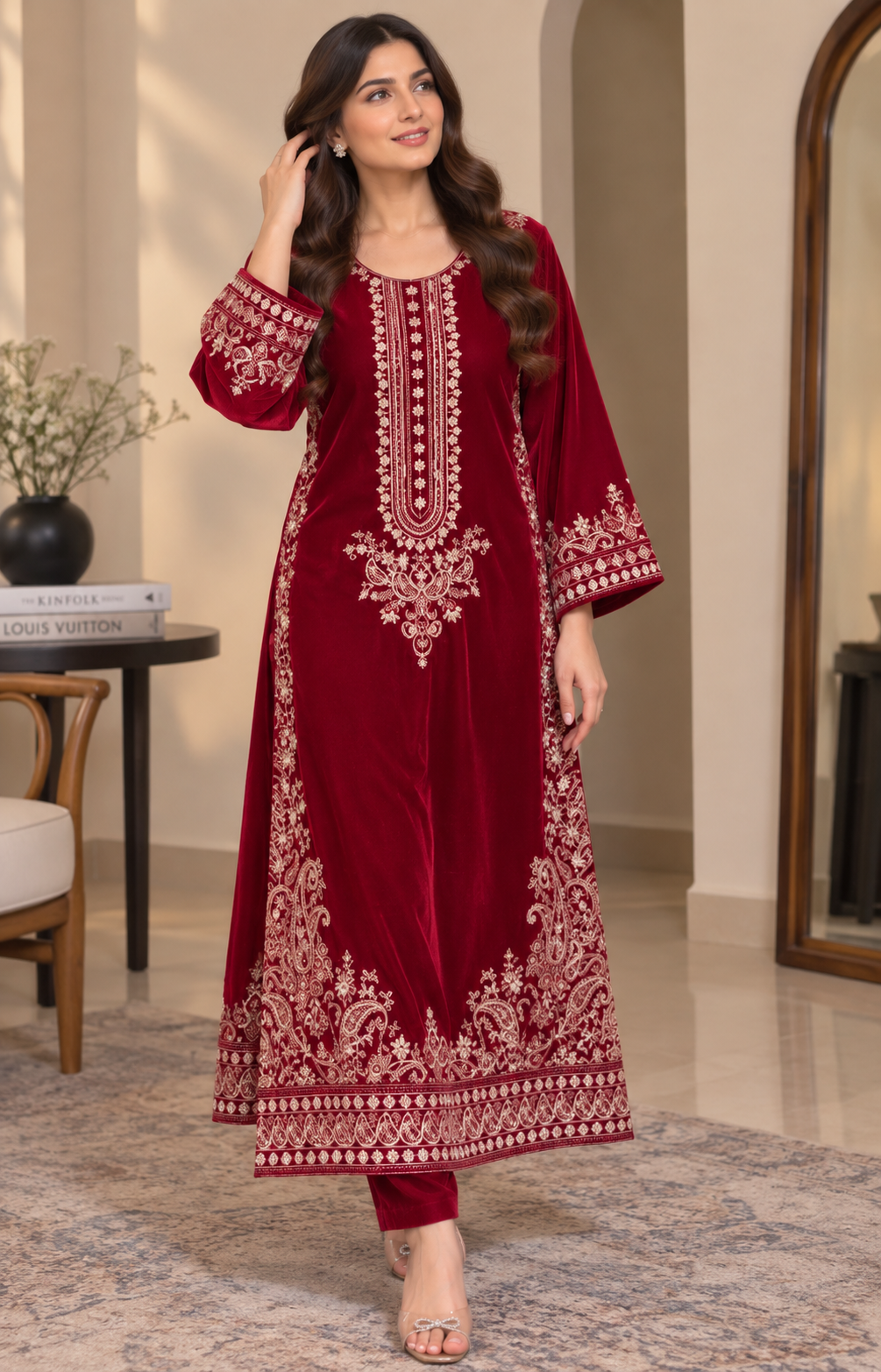 BRIT 2 piece designer Micro Valvet collection ladies dress B734