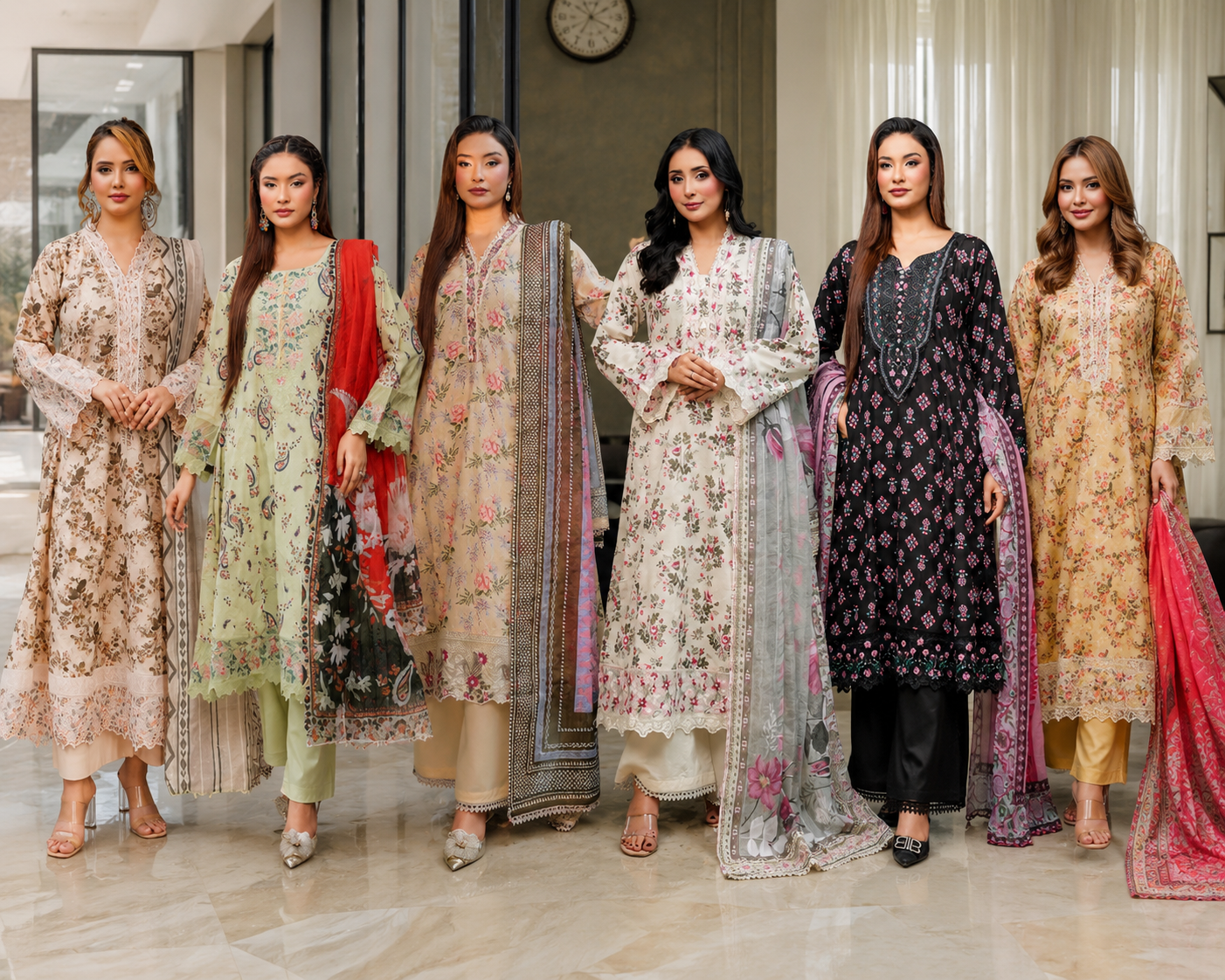Munira 3 piece luxury Maxi lawn ladies dress B694