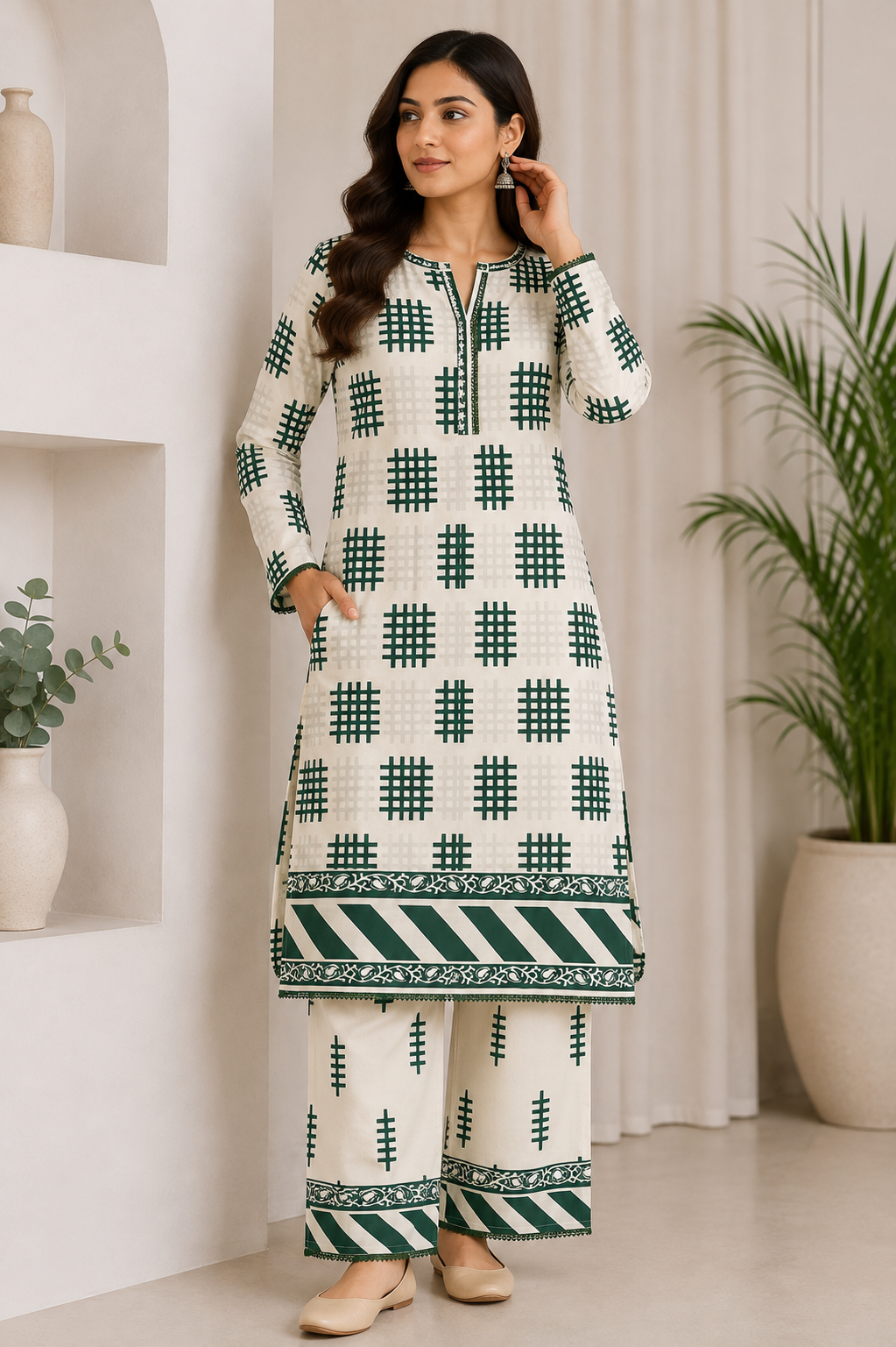 Brit 2 piece poly lawn collection ladies dress B723