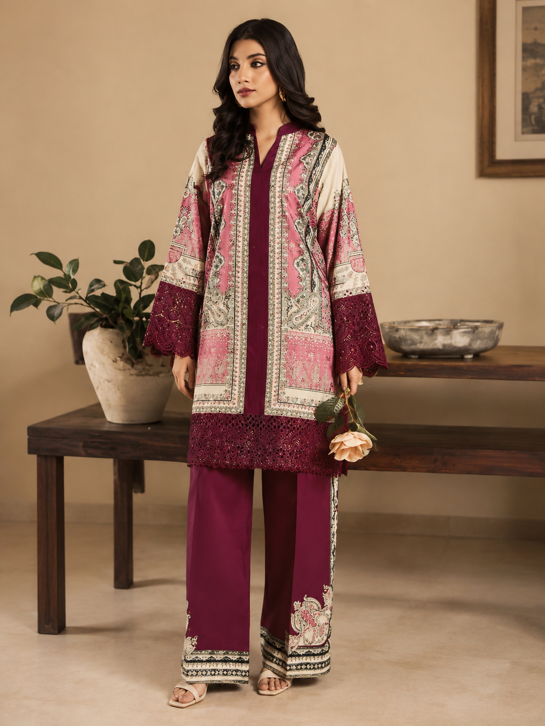 Brit 2 piece luxury silk collection B659