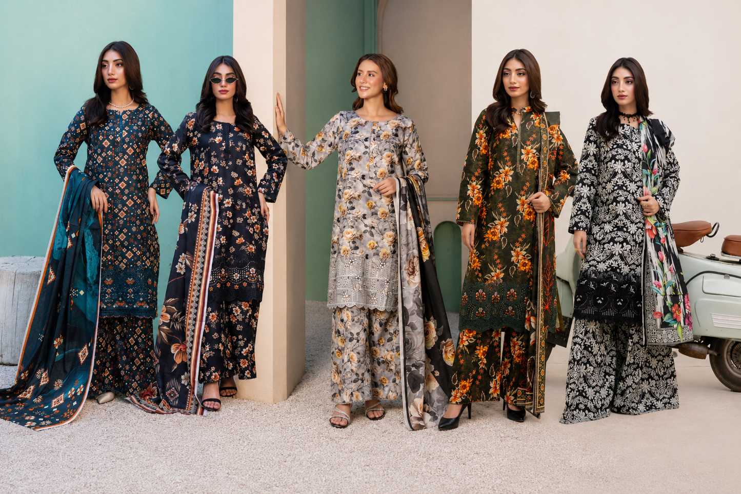 Brit 3 piece lawn collection ladies dress B598