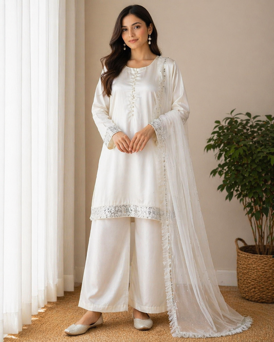 Brit 3 piece Raw silk farshi shalwar B540