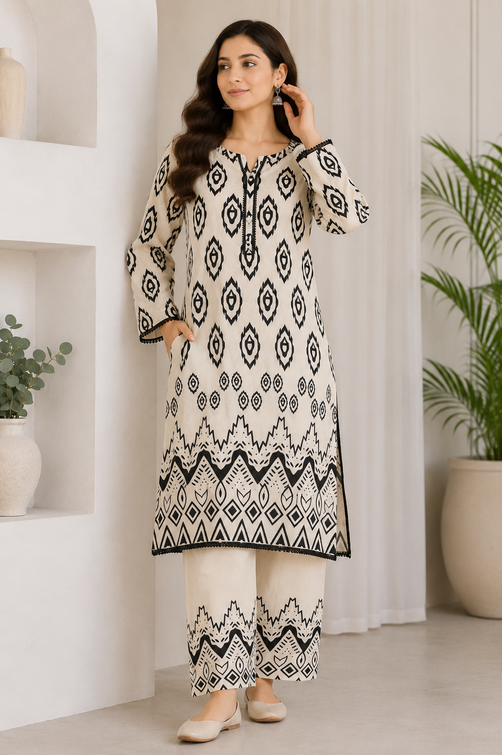 Brit 2 piece poly lawn collection ladies dress B723