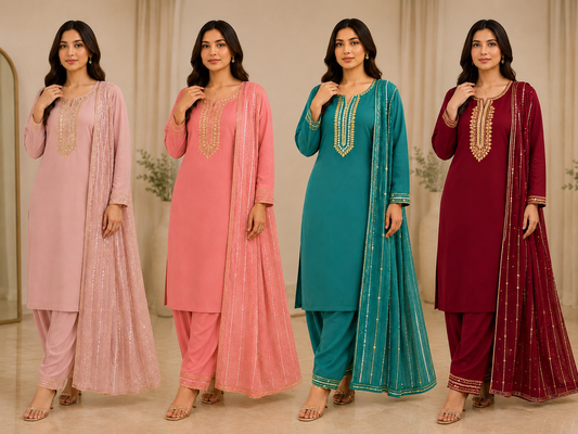 BRIT 3 piece chiffon collection ladies dress B727