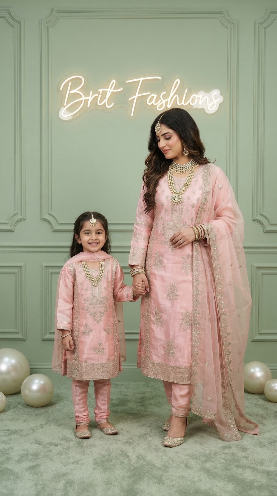 BRIT 3 piece Mother and daughter luxury silk _81042 Pakistani ladies suit B528