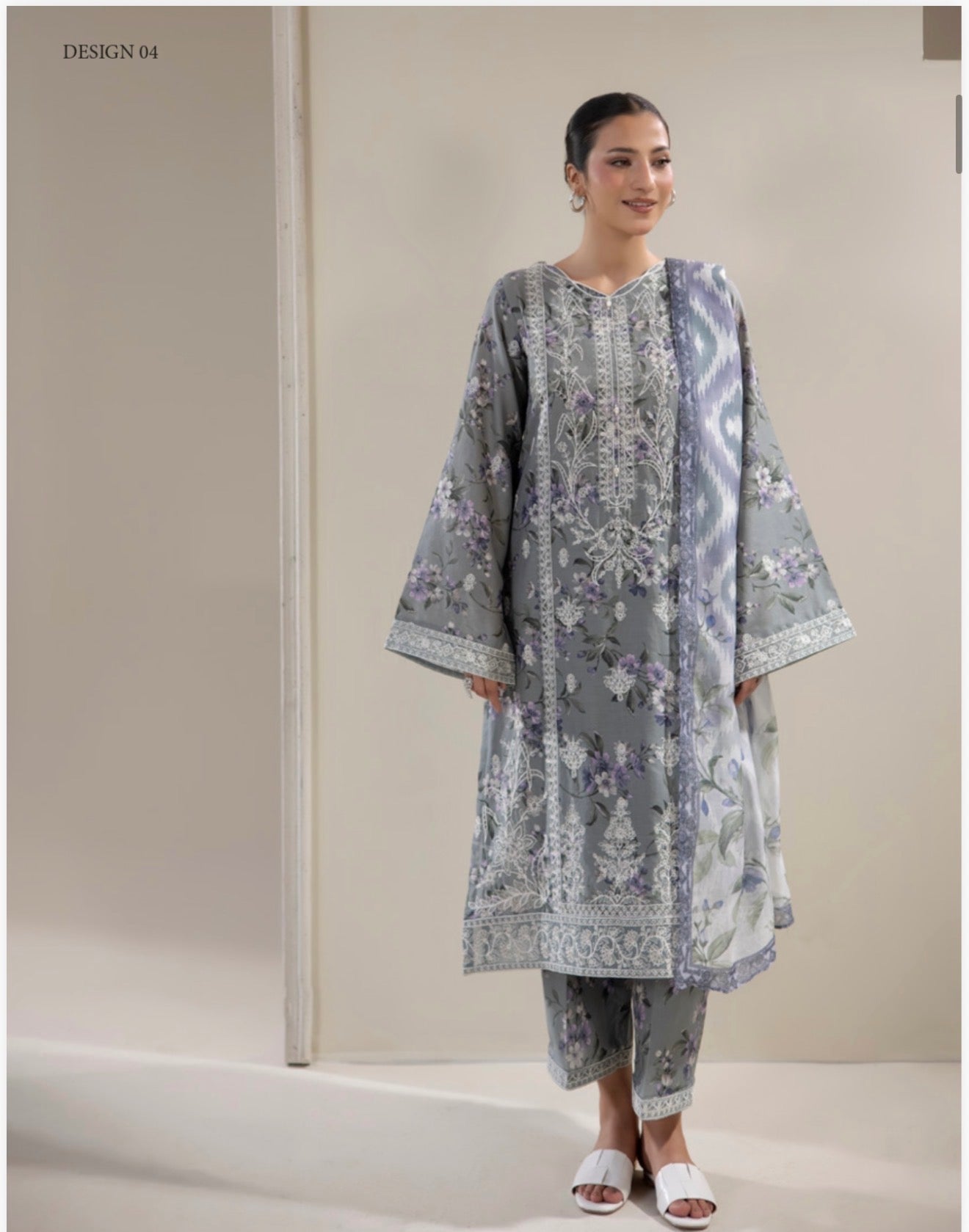 Adan Liba’s 3 piece Lawn cotton original designer embroidered ladies dress B613