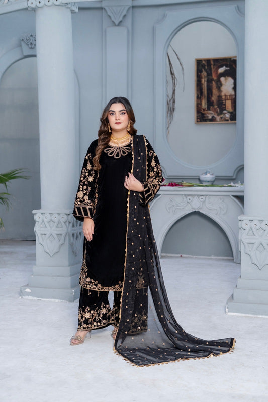 Brit 3 piece luxury VALVET Pakistani ladies Winter collection suit B403